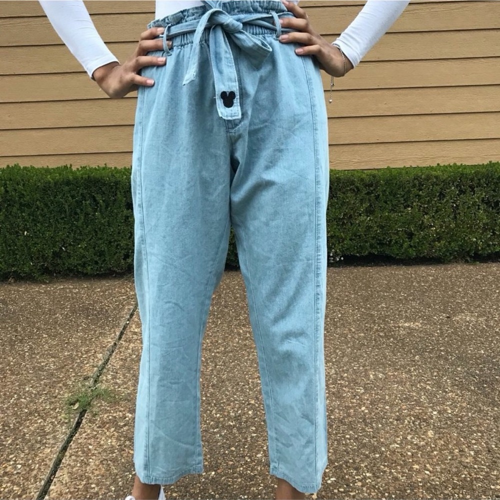 Junk Food Mickey Embroider Chambray Paper Bag Pant